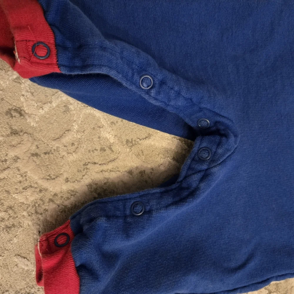 Vintage 1990s Y2k Carter's Blue and Red One Piece with Elephant Design
